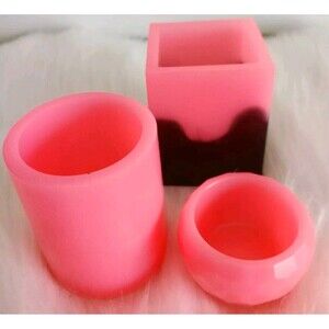 Homemade Three Pc Pink/Black Resin Pen & Paper Clip Holder Office Supplies New